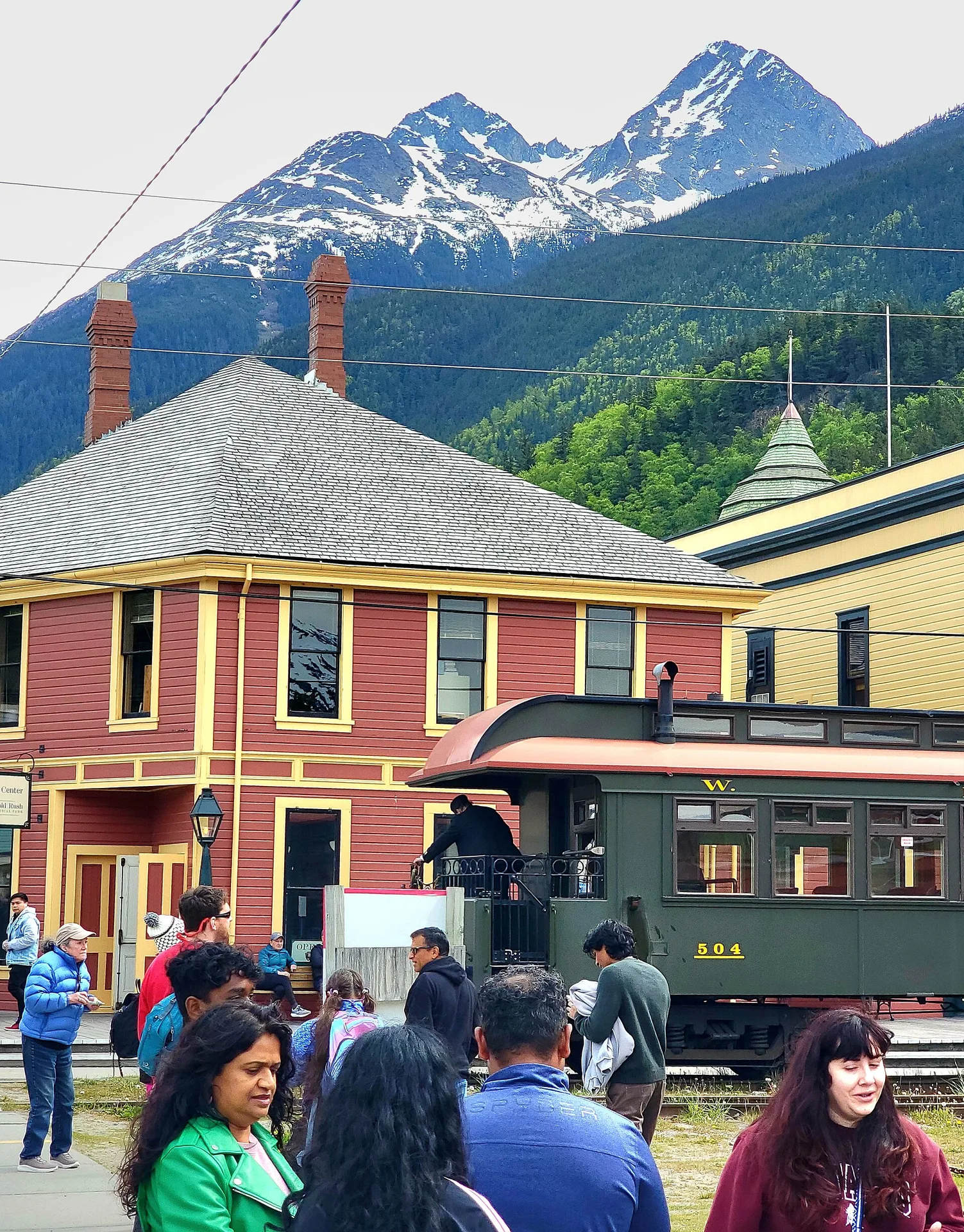 White Pass and Yukon Route rail car in downtown Skagway
